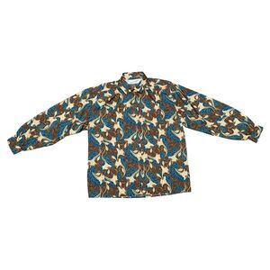 Diane von Furstenberg Vintage Button Down Blouse, Multicolored, Size 10, Used